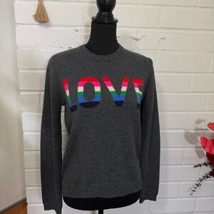 Zadig and Voltaire Sweater Wool Cashmere Crewneck Grey LOVE Size Girls 14